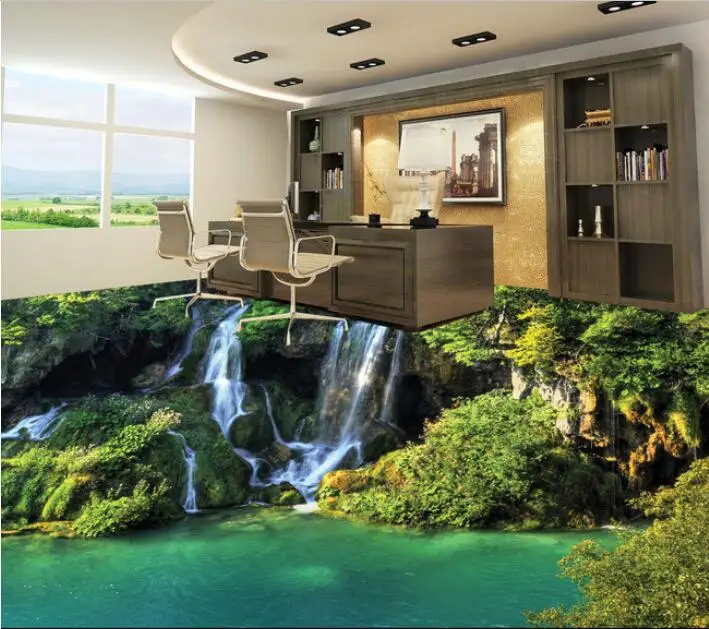 3d напольное покрытие из ПВХ 3 d на заказ для ванной комнаты романтическое зеленое