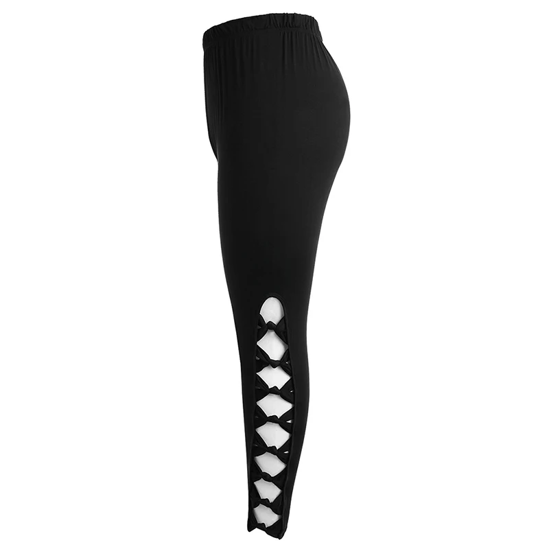 PlusMiss плюс Размеры 5XL 4XL Высокая Талия вырезать Фитнес леггинсы Legins Женская одежда