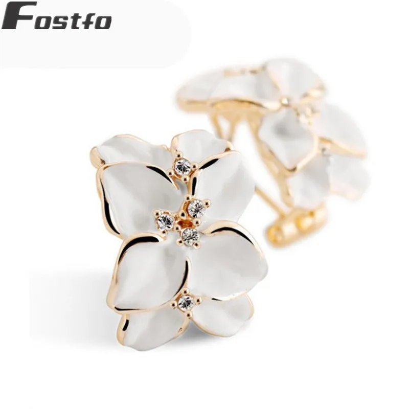 Модные эмалированные серьги гвоздики из сплава с кристаллами для женщин