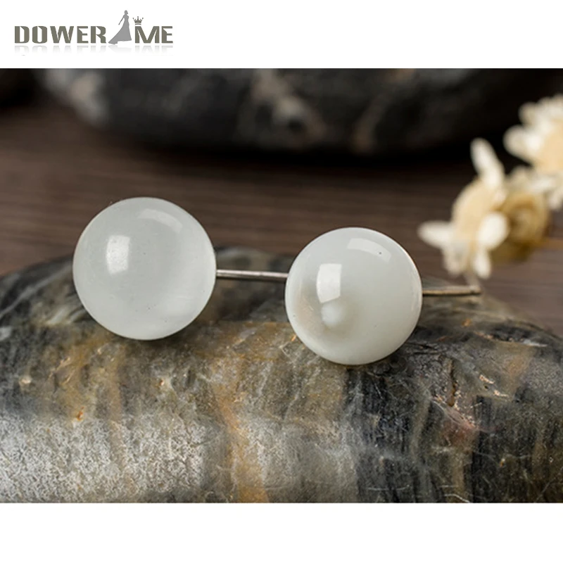 Dower Me стерлингового серебра 925 Белый опал Серьги-гвоздики оникс Для женщин Мода