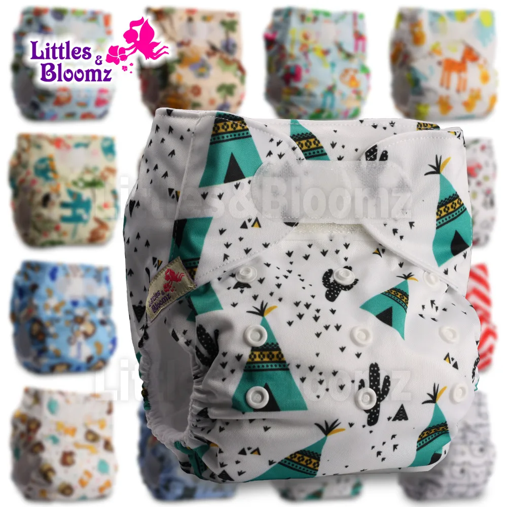 [Littles&Bloomz] Детские Моющиеся Многоразовые, настоящая стандартная ткань, застежка-липучка, карман для подгузников, пеленки, обертывание, подходит для рождения в горшке