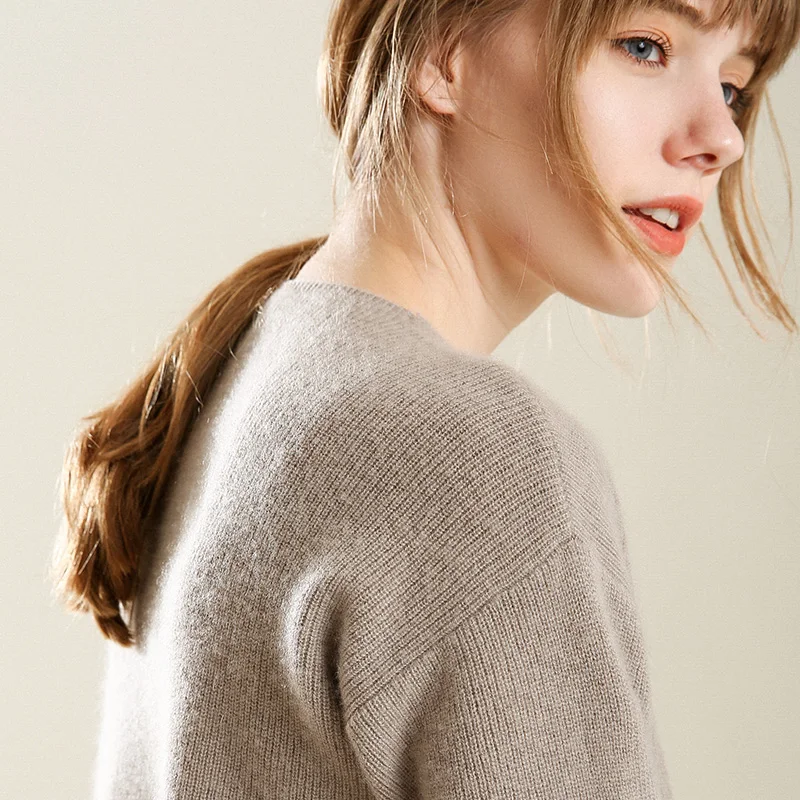 Smpevrg autumn new female cardigan cashmere sweater women coat V-neck Seven-quarter sleeve knitted cardigan women sweater jumper