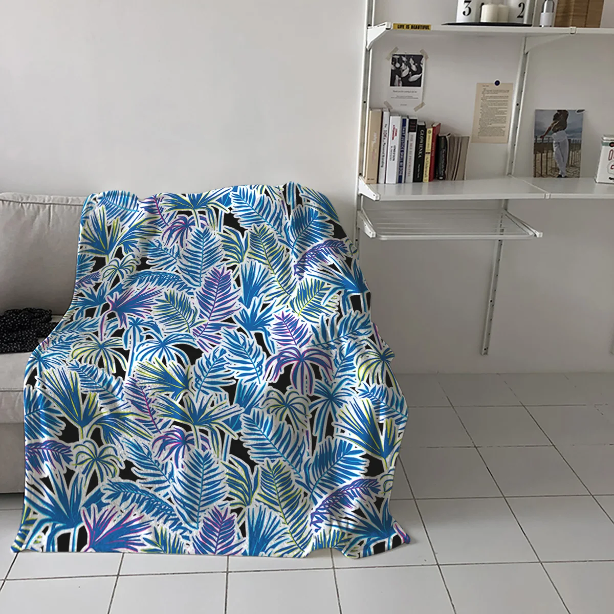 Мягкое теплое одеяло из микрофибры с листьями тропических растений|Одеяла| |