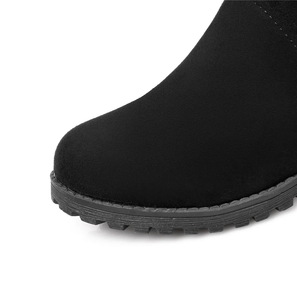 Женские сапоги до колена на молнии с круглым носком квадратном каблуке|knee high