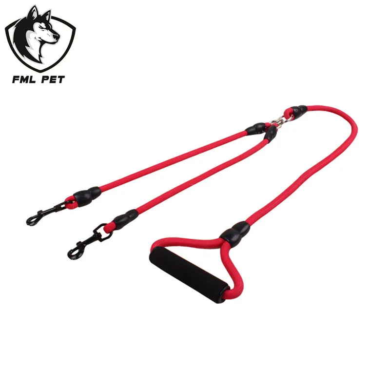 FML домашнее животное поводок двойной с ручкой нейлоновая тренировочная веревка