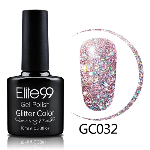 GC032 Elite99, 10 мл, блестящий гель для ногтей с блестками, лак для ногтей, легко отмачивается, Алмазный Гель-лак для ногтей, нужен, машина, стабильная основа, верхнее покрытие, лак для ногтей - Цвет: GC032