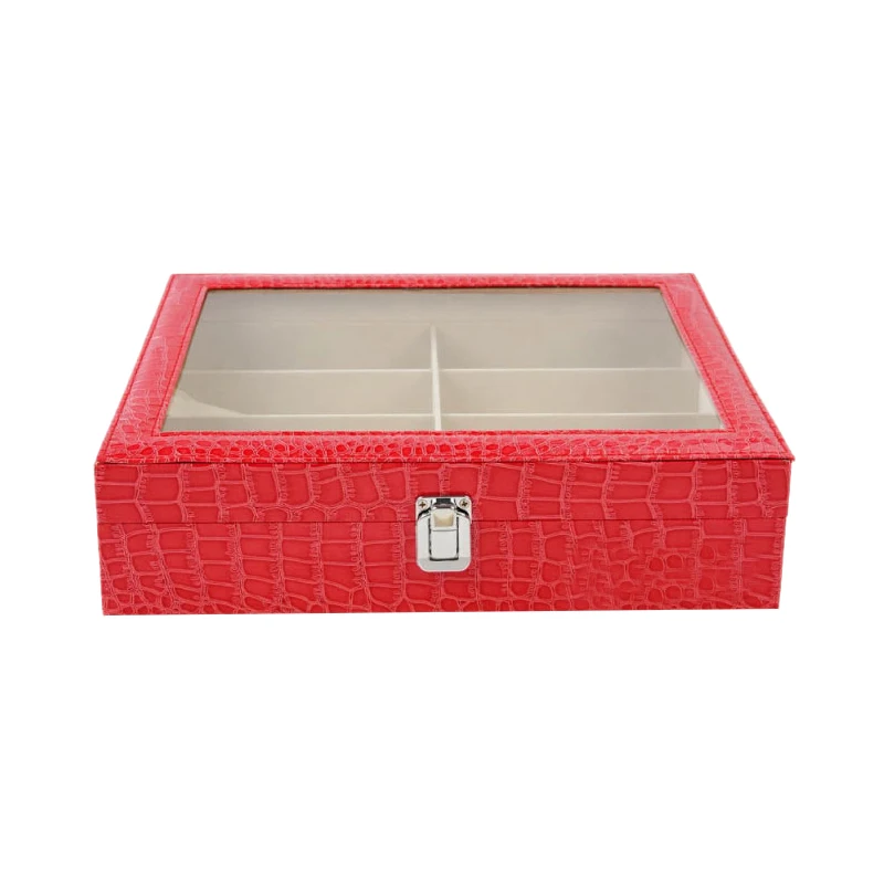 Rose Red 8 сетки солнцезащитные очки стеклянные ювелирные украшения коробка для хранения с окошком Коробка органайзер - Цвет: Rose Red