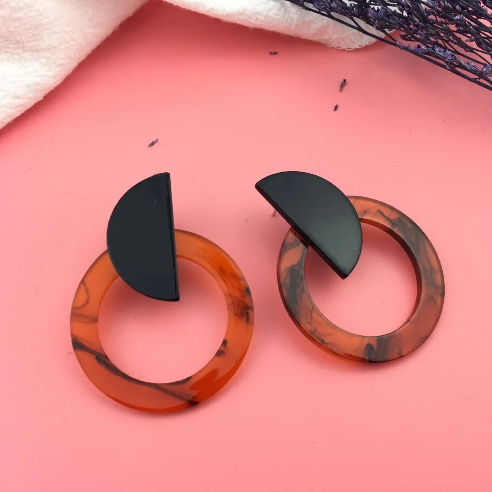 Серьги DoreenBeads акриловый ушной штифт геометрические квадратные круглые