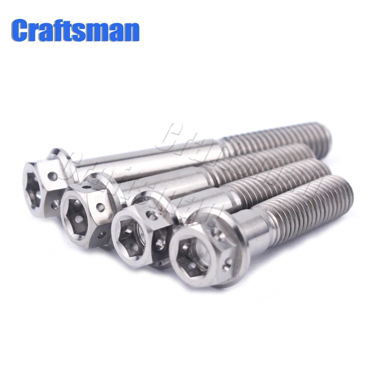 1Pcs Ti M8 x 15 20 25 30 35 40 45 50 55mm Motorcycle Modification Disc Brake Bolt M8 Titanium Bolts Hexagon Flange Head Screws