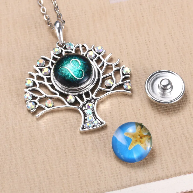 Snap Jewelry Tree of Life Pendant Necklace fit 18mm Button Necklaces For Women Chains 5154 | Украшения и аксессуары