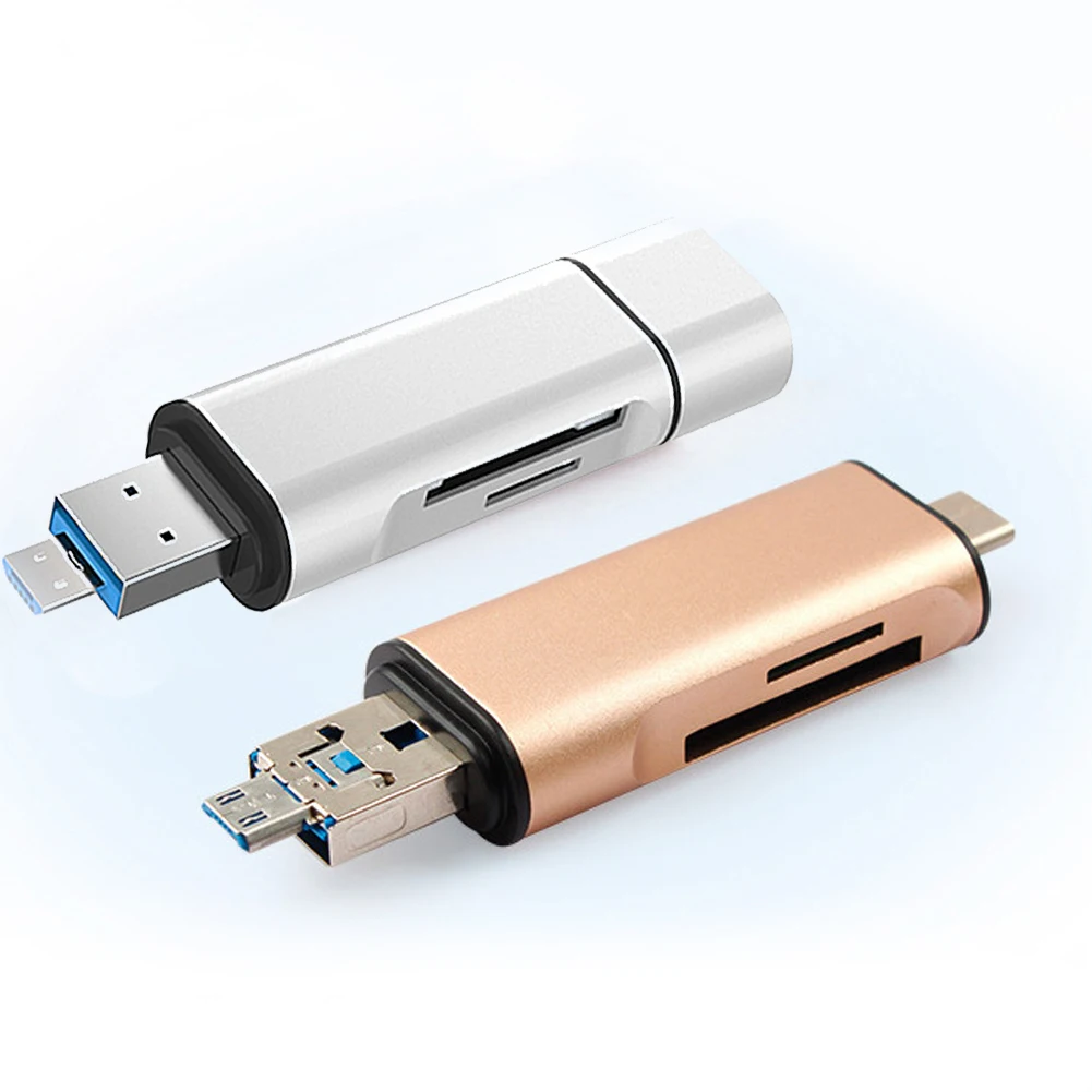 Многофункциональный считыватель карт Type-C/Micro USB/USB SD TF для мобильного телефона