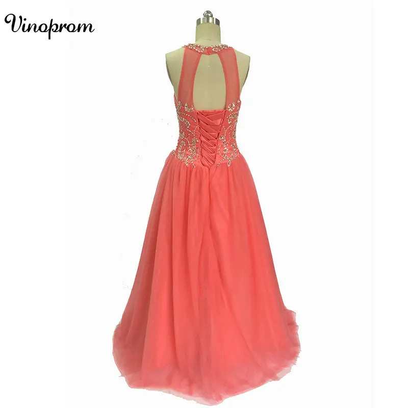 Коралловое кружево с бисером арабские вечерние платья милое ТРАПЕЦИЕВИДНОЕ