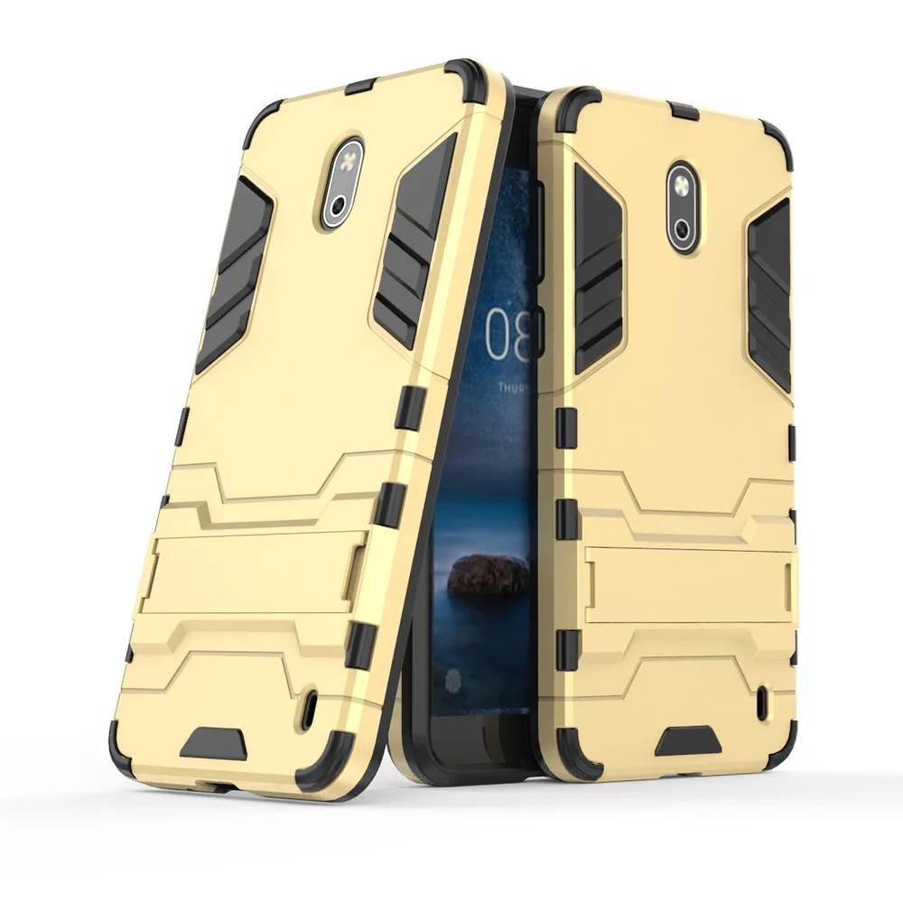 2 In 1 TPU &amp Hard PC Hybrid Armor Case With Kickstand Shockproof Impact Protective Back Shell Cover For Microsoft Nokia Nokia2 |