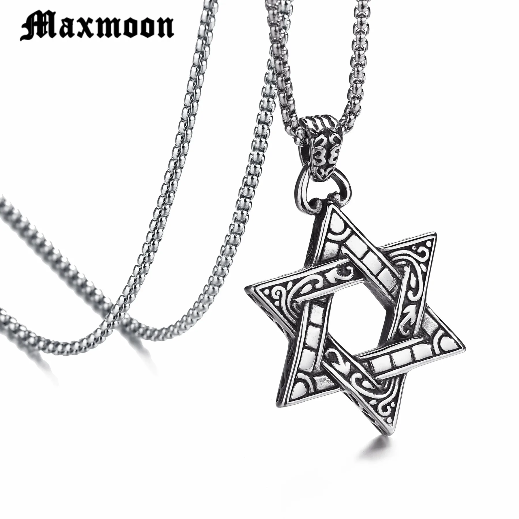 Maxmoon еврейский волшебник Звезда Давида кулон цепочка из нержавеющей стали