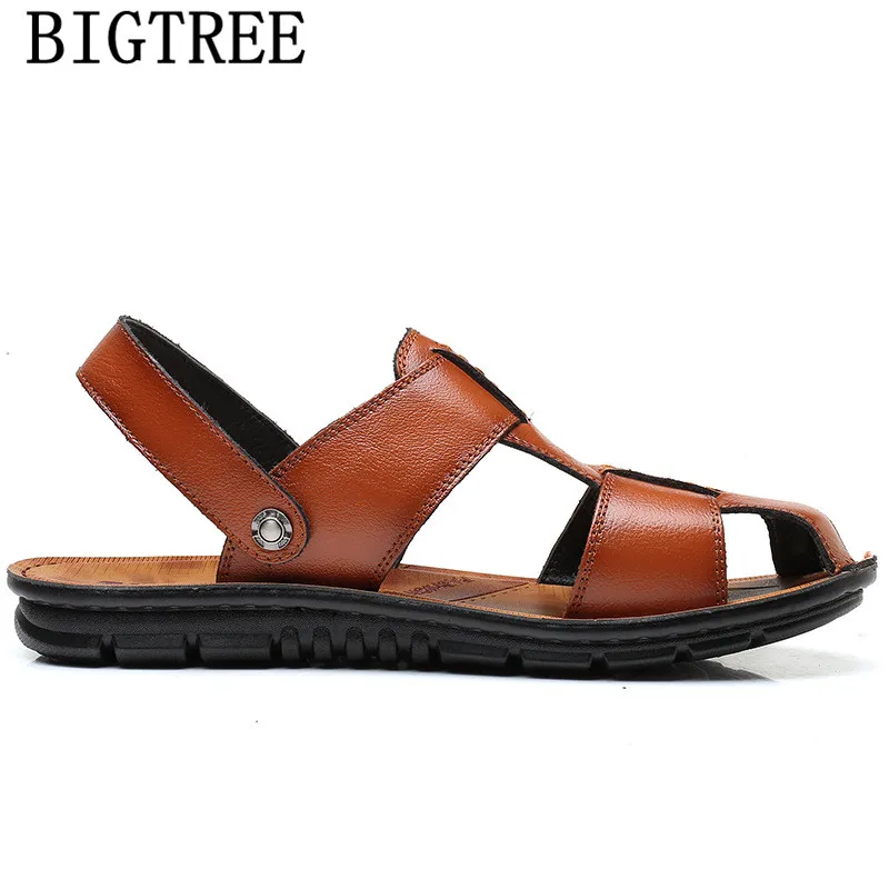 

Mens Sandals Summer Leather Sandals Men Comfortable Slip-on Casual Sandals Fashion Men Slippers Zapatillas Hombre Size 38-47