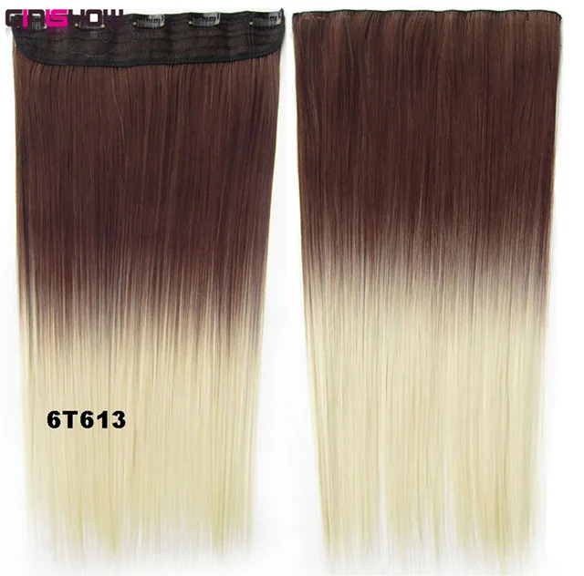 GS666 Color 6T613 5 клипов на Dip краситель Омбре тени Синтетические прямые пряди двухцветный парик расширение, 36 цветов доступны 130 г, 60 см, 10 шт./партия - Цвет: GS666 Color 6T613