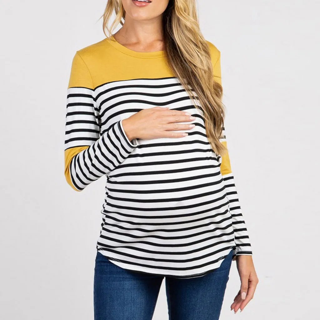 Новинка года; женская рубашка ropa de mujer; Одежда для беременных мам; Одежда для кормящих детей; футболки в полоску с длинными рукавами для беременных; jurk