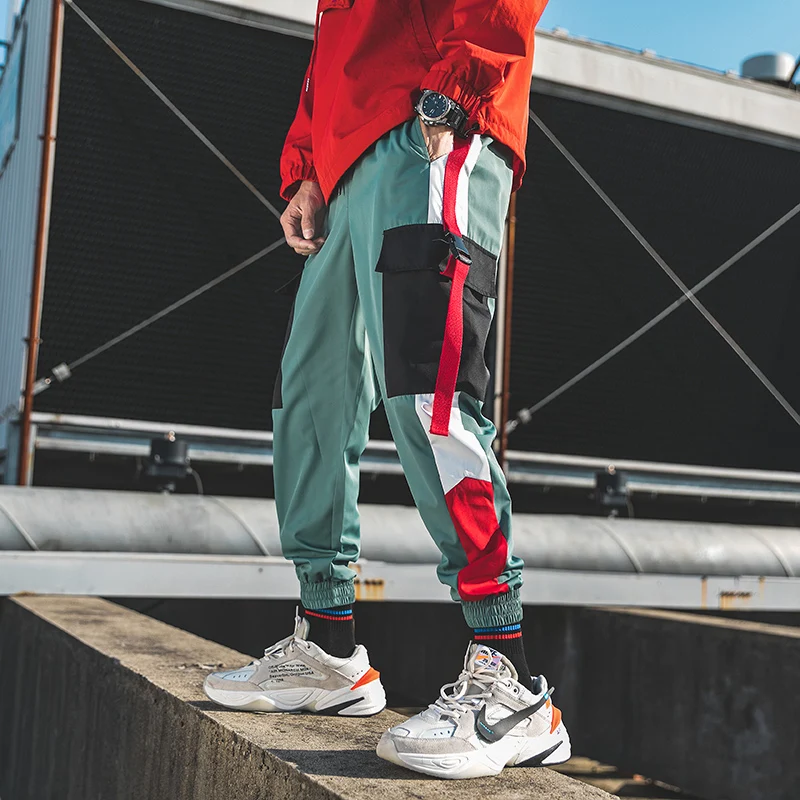 2019 Newest Spring Men Streetwear Mens Joggers Baggy Pants Male Harem Side Ribbon Trousers Drop Shipping ABZ228 | Мужская одежда