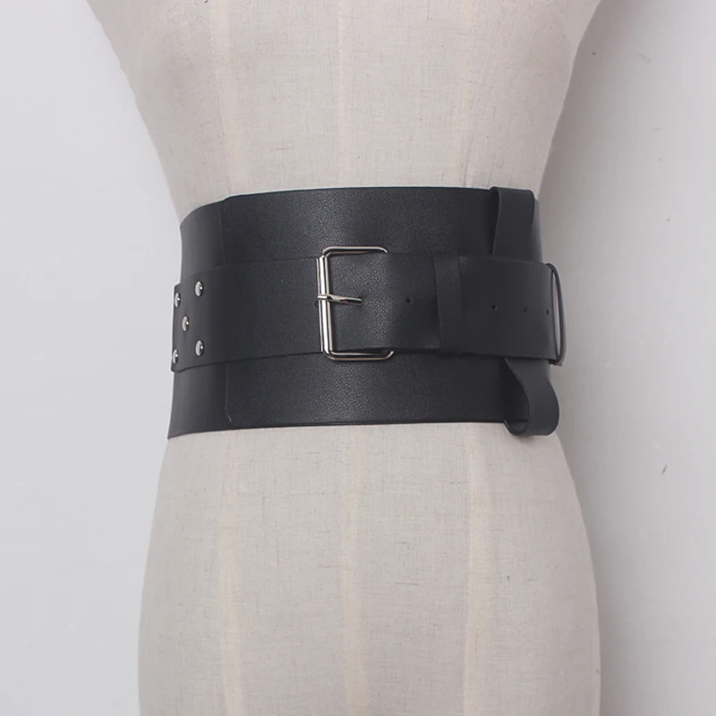 

Women Belt Leather Luxury Wide Metal Buckle Design Belts For Women Elastic Waist Pink Crocodile Pattern Belt Female