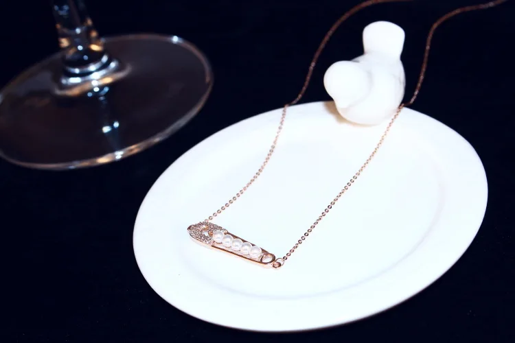 Классическое медное Настоящее розовое золото белое ожерелье с подвеской из