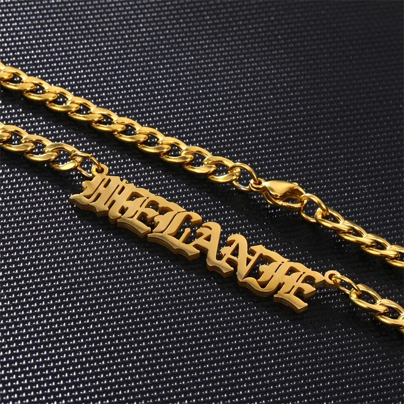 Персонализированная Золотая 5 мм кубинская цепочка из нержавеющей стали колье с