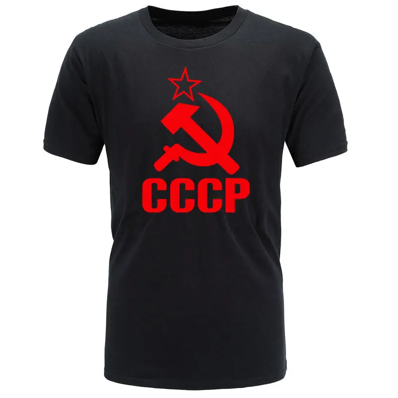 black red BAIJOE CCCP мужские футболки, мужские футболки с коротким рукавом, футболки из хлопка с круглым вырезом - Цвет: black red