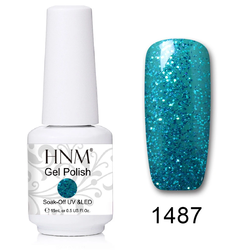 1487 HNM 241 Colors 15ml Pure Glitter UV Gel Nail Polish Soak Off Primer LED Lamp GelLak Hybrid Varnish For Nails Art Enamel Lacquer - Цвет: 1487