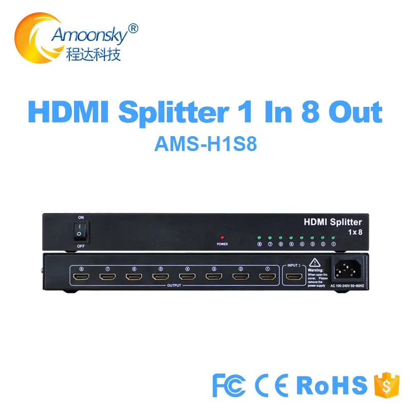 4K * 2K 30 Гц сплиттер UHD 3D HD 1X8 HDMi совместимый 1080p переключатель распределитель