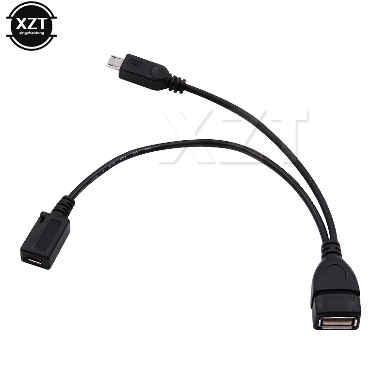 1 в 2 OTG микро USB хост мощный Y образный разветвитель USB адаптер к Mirco 5 контактный штырьковый гнездовой кабель черный для REDMI NOTE4 Sony MEIZU phone