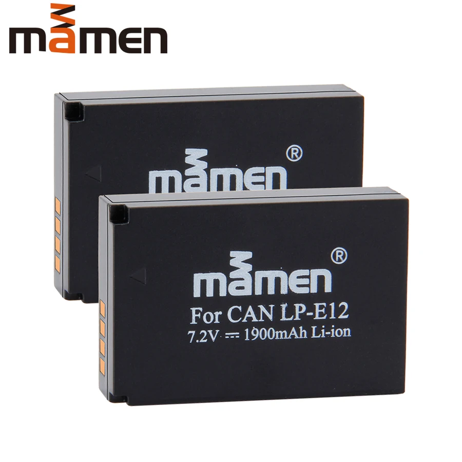 Mamen 2 шт. 1900 мАч LP E12 LP-E12 LPE12 цифровой Камера Батарея пакет для цифровой однообъективной зеркальной камеры Canon EOS M2 M10 M50 M100 100D Rebel SL1 поцелуй X7