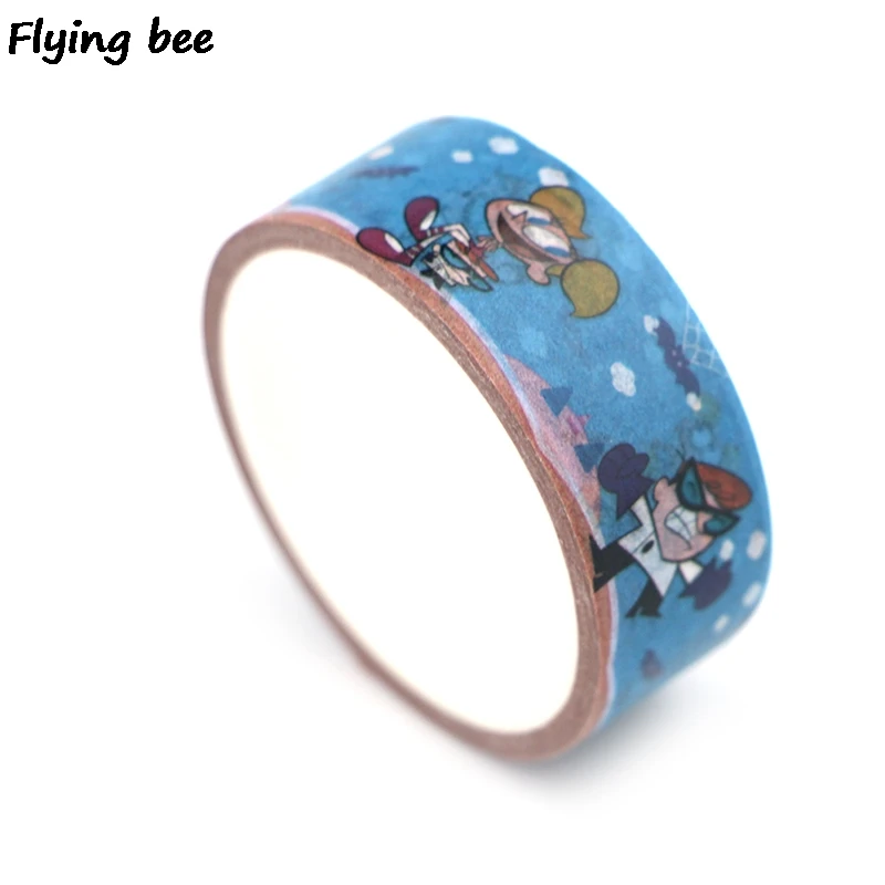 Flyingbee 15 мм X 5 м Бумага васи лента Декстер лаборатория забавная клейкая лента DIY Скрапбукинг стикер мультяшка маскирующая лента X0340