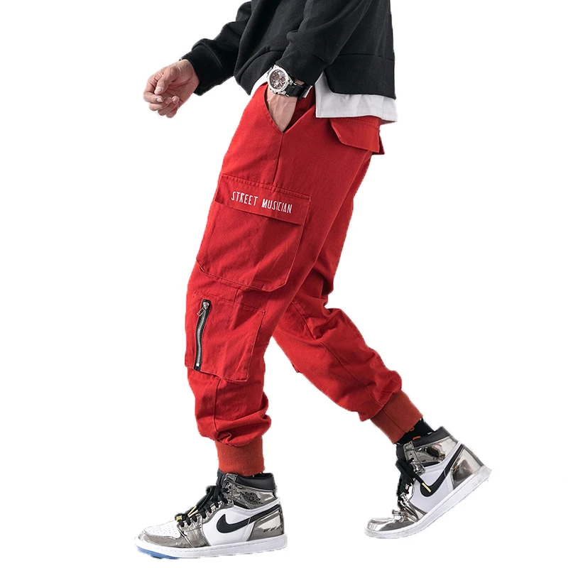 2019 мужские брюки карго с несколькими карманами эластичной резинкой на талии