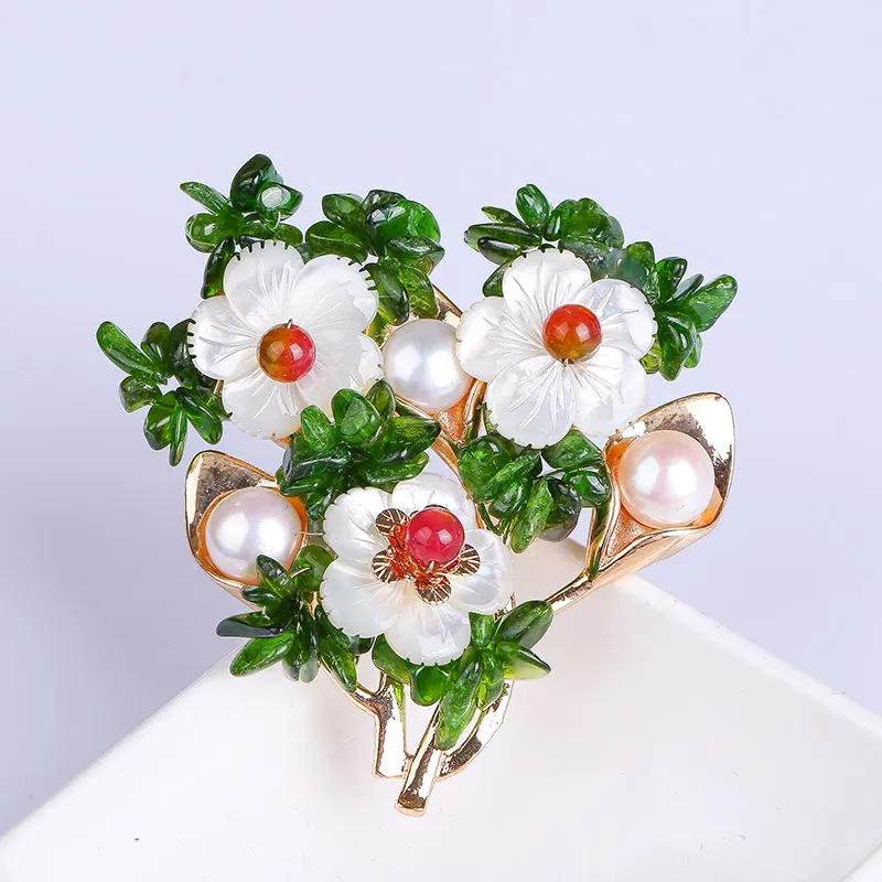 100% жемчужный кристалл кулон модная брошь для женщин со стразами женский цветок