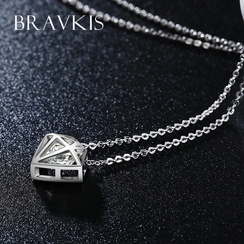 BRAVEKISS Трендовое круглое ожерелье с подвеской в виде клетки из фианита для женщин