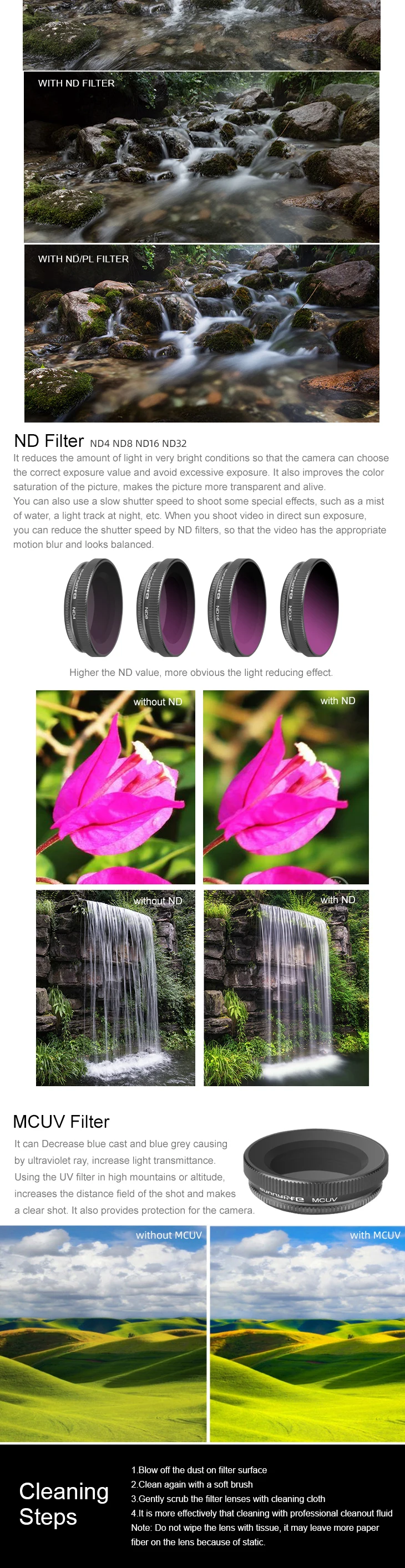 Фильтры для камеры OSMO Action CPL/ND4/ND8/ND16/ND32 PL круговой поляризатор фильтр для DJI OSMO Acessories