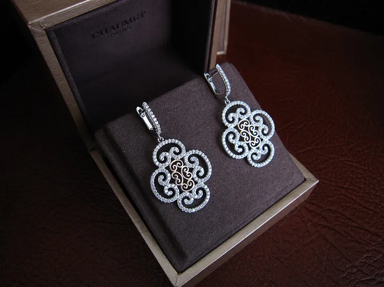 S2018 модные милые AAA кубический цирконий micro pave Установка полый висячие серьги и