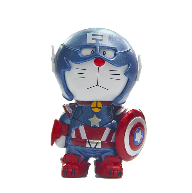Фигурка Marvel Captain America cos Doraemon 6 5 см ПВХ анимация подарки мультяшная коллекция