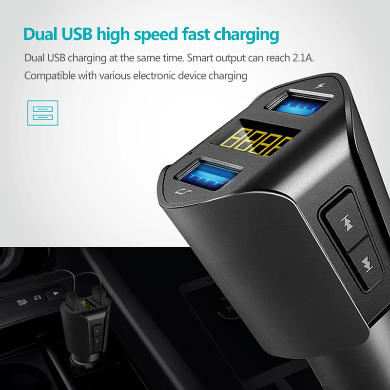 HEVXM fm-передатчик двойной USB T23 автомобильное зарядное устройство Автомобильный MP3 музыкальный плеер U диск плеер Автомобильный Bluetooth трубка- слуховой комплект
