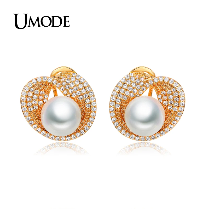 UMODE Роскошные модные ювелирные изделия для женщин золотой цвет 10 мм порошковые