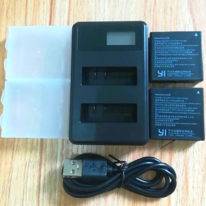 USB LCD двойное зарядное устройство для Xiaomi YI 2 4k 4K + Lite AZ16 1 экшн камеры Yi 1400mAh