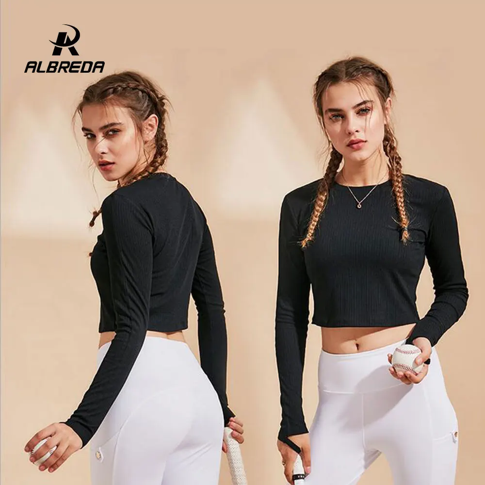 ALBREDA Для женщин спортивная рубашка для йоги дышащие кроссовки тренировки одежда