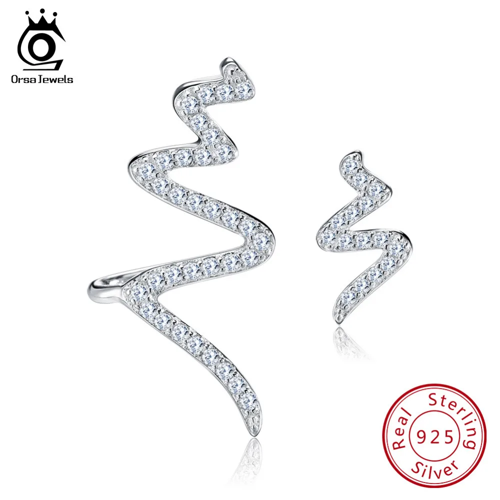 ORSA JEWELS, Новое поступление, уникальные серьги-гвоздики с австрийским кубическим цирконием ААА, 925 серебро, ювелирное изделие, серьги для женщин, SE05