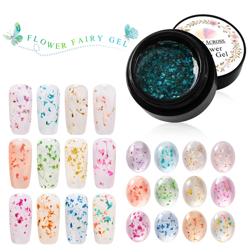 

MEET ACROSS 5ML 3D DIY Natural Dried Flower Fairy Nail Gel Polish Floral Soak Off Manicure UV Nail Art Gel Glue Varnish Decor
