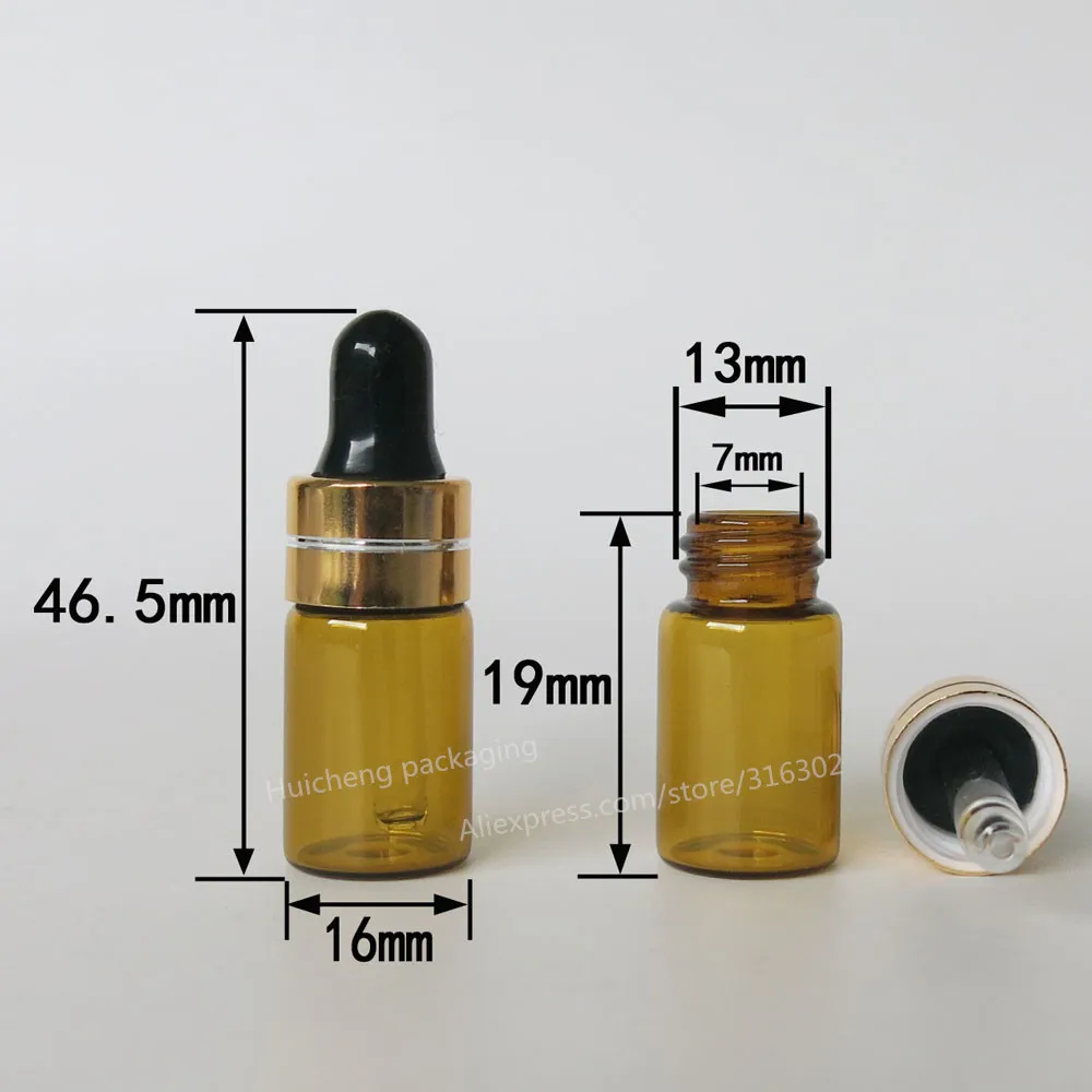 500x3 мл Мини Янтарный стеклянный капельница бутылка маленький 3cc коричневый