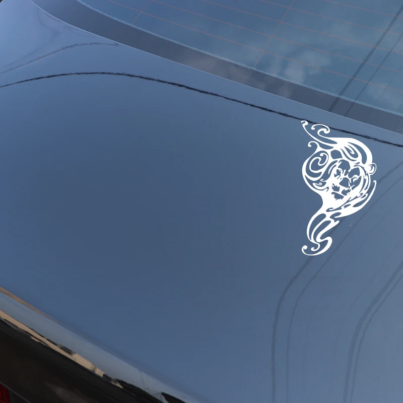 

YJZT 12.7CM*16.9CM Lion Head Creative Decoration Car Sticker Vinyl Decal Car Window Accessories Black/Silver C4-1071
