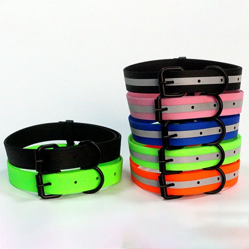 Регулируемые ошейники для собак водонепроницаемый светоотражающий силиконовый