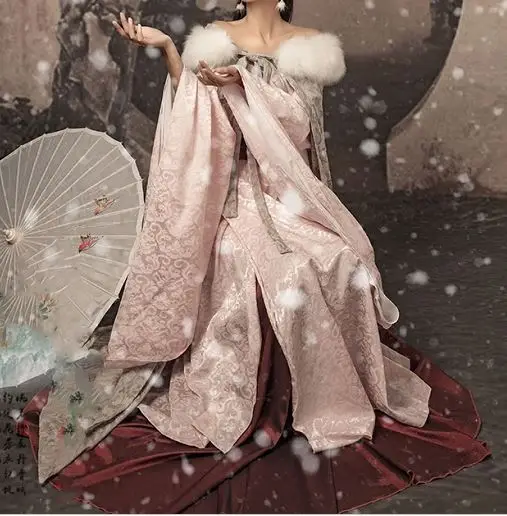 Yao Tiao женский Hanfu меховой воротник костюм и плащ фото дом костюм для тематической фотографии китайская принцесса представление Hanfu - Цвет: costume 165cmH