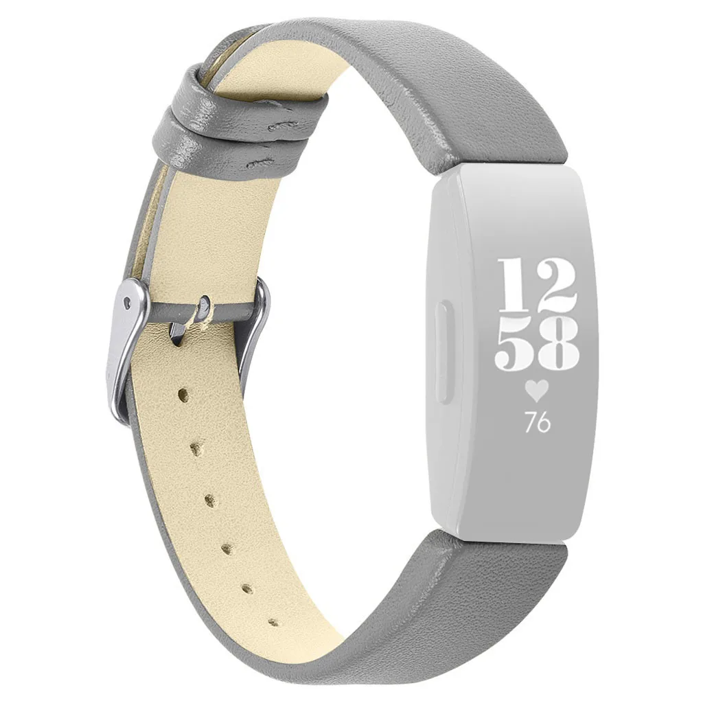 Серый Замена кожаный ремешок для часов Ремешок Для Fitbit Inspire/Inspire HR horlogebandje correa de reloj - Цвет: Серый