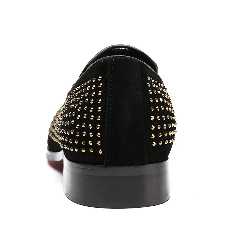 

Men's Slip-ons Shoes Casual Genuine Leather Flats Men Loafers Male Crystal Slippers Ballet Flats Round Toe Black Suede Slippers
