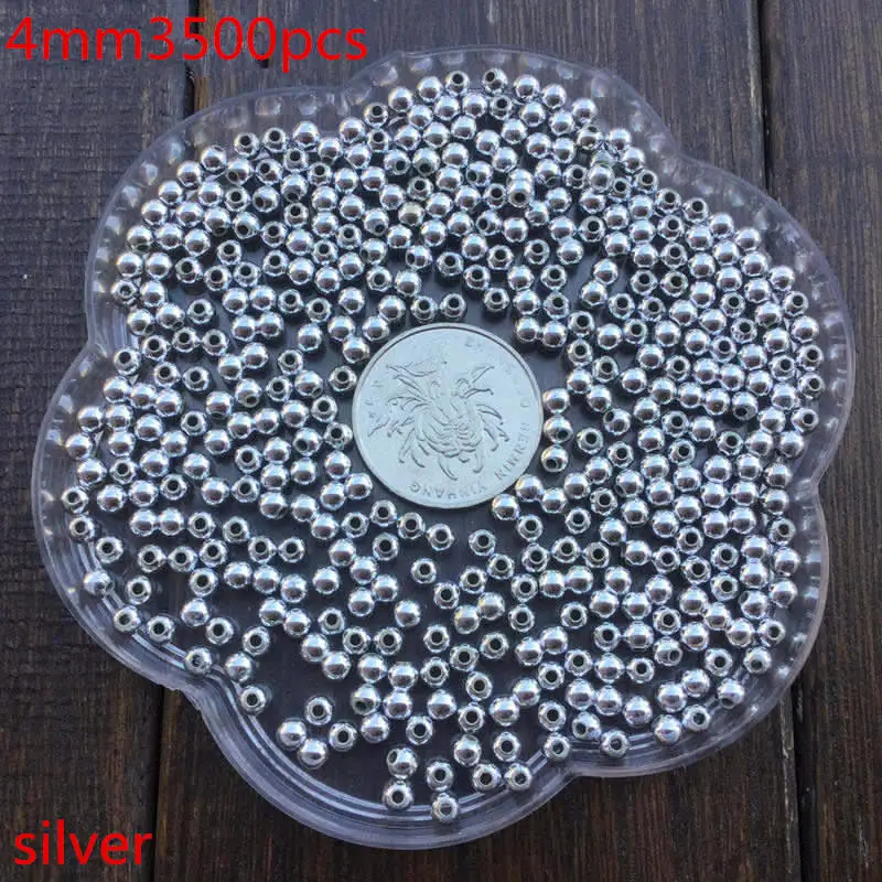 4mm 1400pcs 50 грамм 4 6 8 до 10 мм Золотые/серебряные ювелирные изделия имитация жемчуга интервальные шарики ювелирные изделия DIY ожерелье браслет - Цвет: 4mm 1400pcs